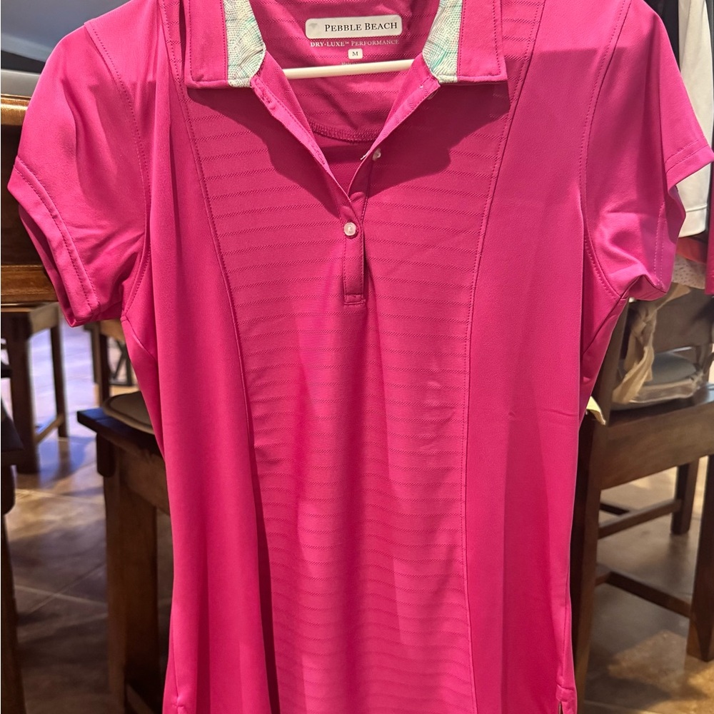 Pebble Beach Pink Polo Shirt Short Sleeve Buttoned
